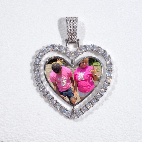 3D Spinning 2-Faced Heart Custom Picture Pendant