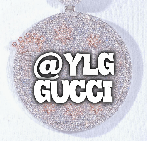 CUSTOM LETTER NECKLACE 3D BIG CROWN DISC