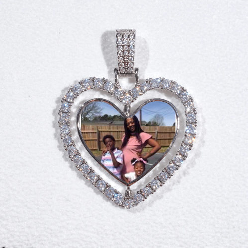 3D Spinning 2-Faced Heart Custom Picture Pendant