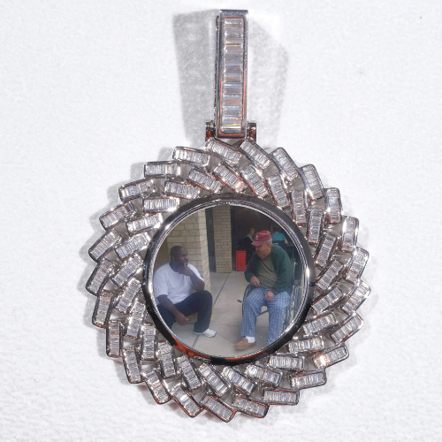 Large 3D Baguette Custom Picture Pendant