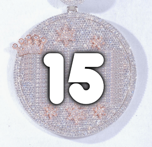 CUSTOM LETTER NECKLACE 3D BIG CROWN DISC