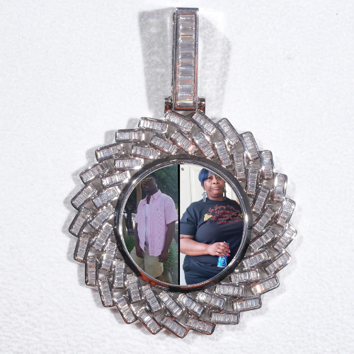 Large 3D Baguette Custom Picture Pendant