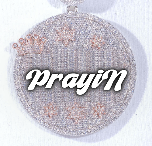 CUSTOM LETTER NECKLACE 3D BIG CROWN DISC