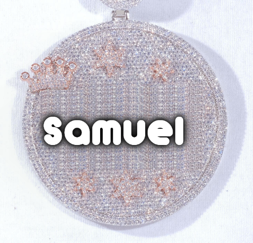 CUSTOM LETTER NECKLACE 3D BIG CROWN DISC