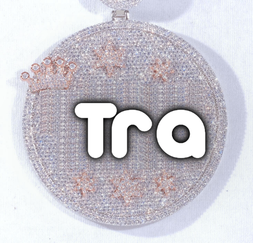 CUSTOM LETTER NECKLACE 3D BIG CROWN DISC