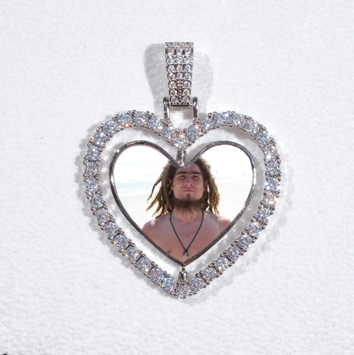 3D Spinning 2-Faced Heart Custom Picture Pendant