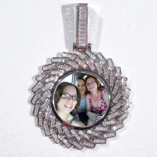 Large 3D Baguette Custom Picture Pendant