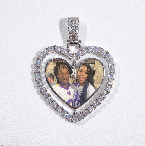 3D Spinning 2-Faced Heart Custom Picture Pendant