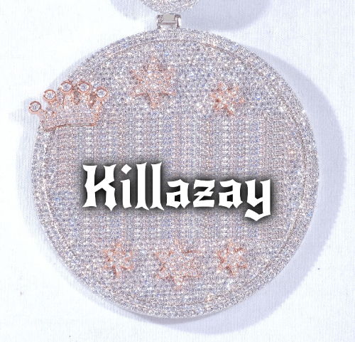 CUSTOM LETTER NECKLACE 3D BIG CROWN DISC