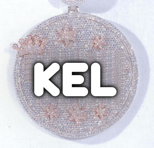 CUSTOM LETTER NECKLACE 3D BIG CROWN DISC