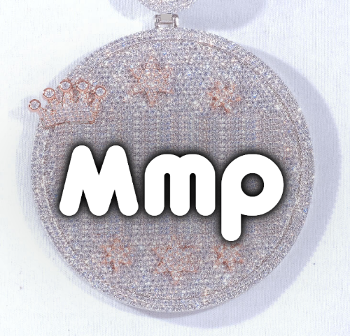 CUSTOM LETTER NECKLACE 3D BIG CROWN DISC