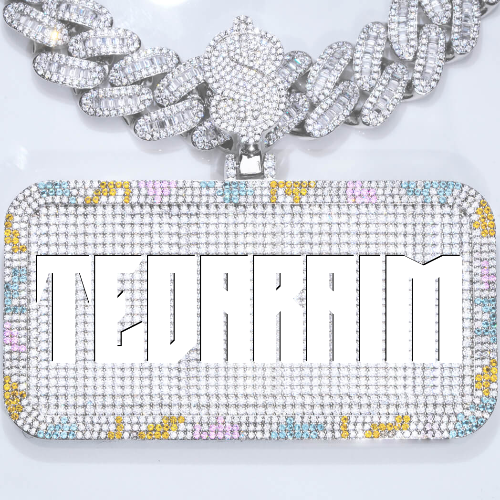 CUSTOM LETTER NECKLACE 3D COLORFUL SQUARE