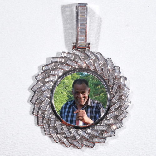 Large 3D Baguette Custom Picture Pendant