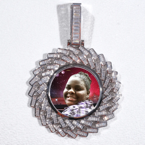 Large 3D Baguette Custom Picture Pendant