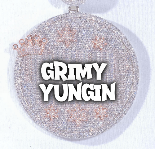 CUSTOM LETTER NECKLACE 3D BIG CROWN DISC