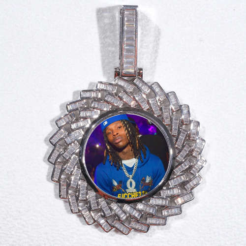 Large 3D Baguette Custom Picture Pendant