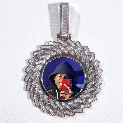 Large 3D Baguette Custom Picture Pendant