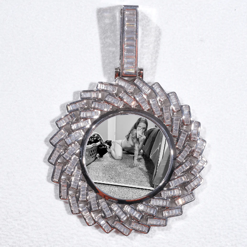 Large 3D Baguette Custom Picture Pendant