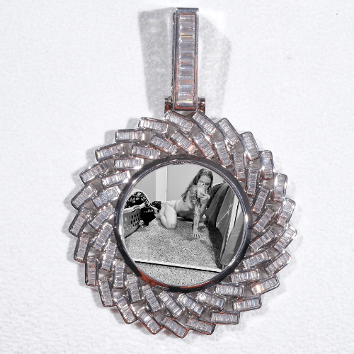 Large 3D Baguette Custom Picture Pendant