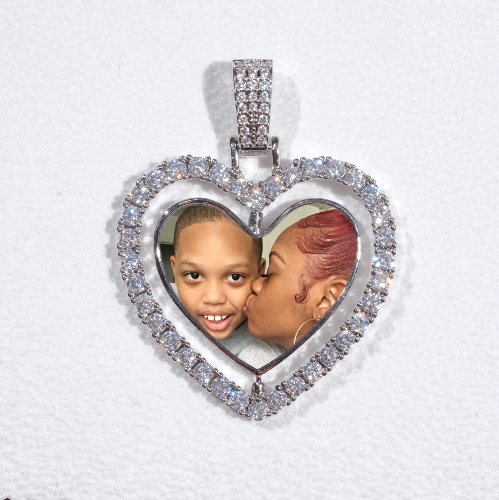 3D Spinning 2-Faced Heart Custom Picture Pendant