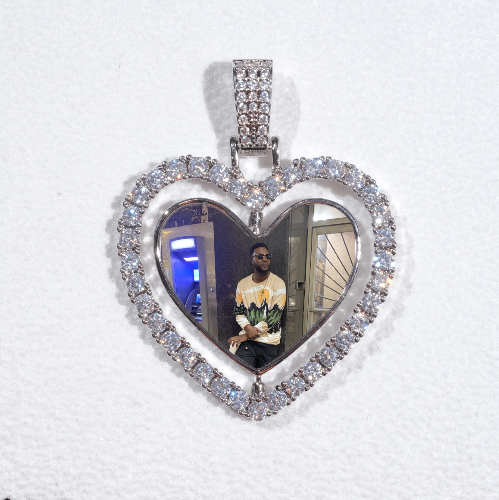 3D Spinning 2-Faced Heart Custom Picture Pendant