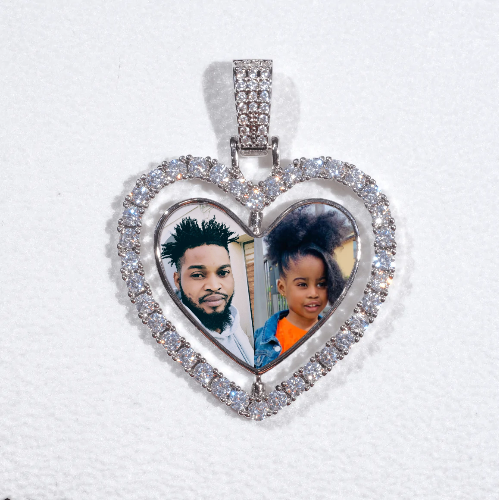 3D Spinning 2-Faced Heart Custom Picture Pendant