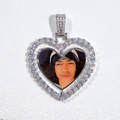 3D Spinning 2-Faced Heart Custom Picture Pendant