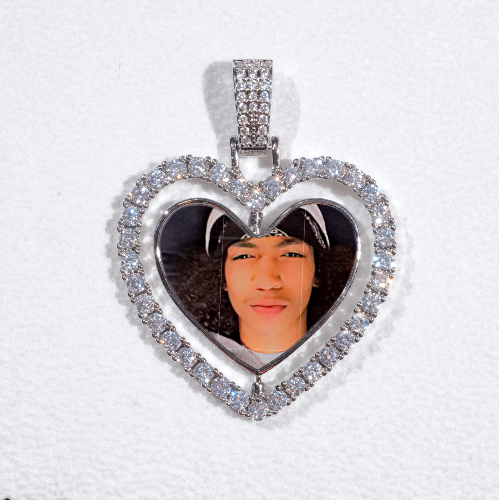 3D Spinning 2-Faced Heart Custom Picture Pendant
