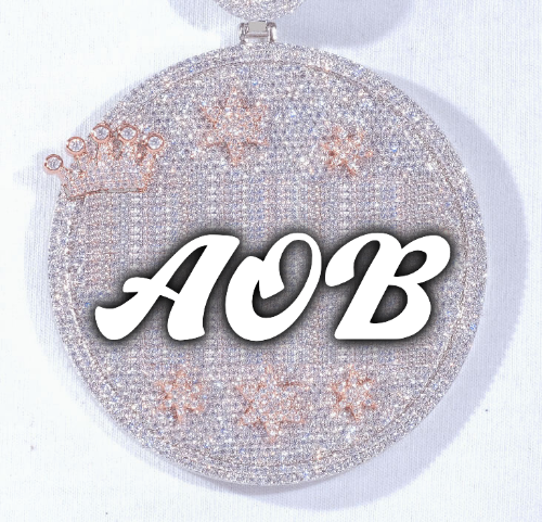 CUSTOM LETTER NECKLACE 3D BIG CROWN DISC