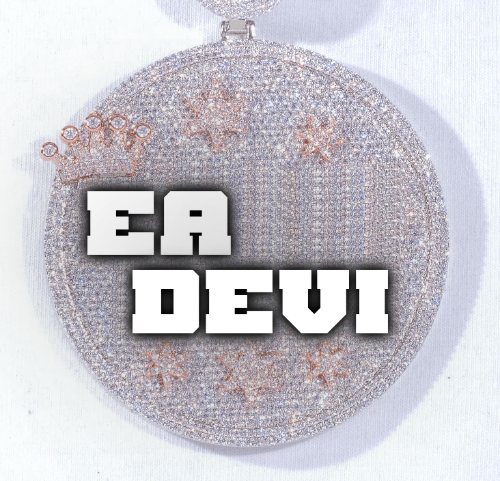 CUSTOM LETTER NECKLACE 3D BIG CROWN DISC