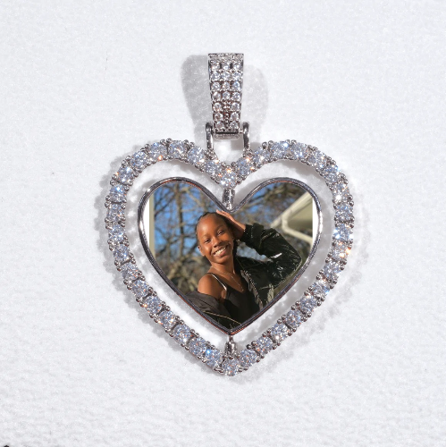 3D Spinning 2-Faced Heart Custom Picture Pendant
