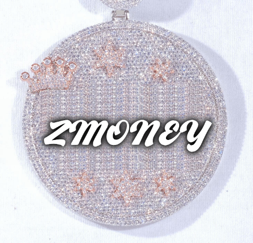 CUSTOM LETTER NECKLACE 3D BIG CROWN DISC