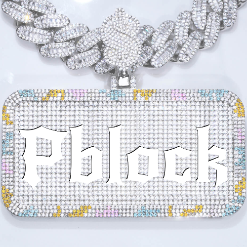 CUSTOM LETTER NECKLACE 3D COLORFUL SQUARE