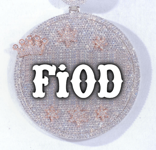 CUSTOM LETTER NECKLACE 3D BIG CROWN DISC