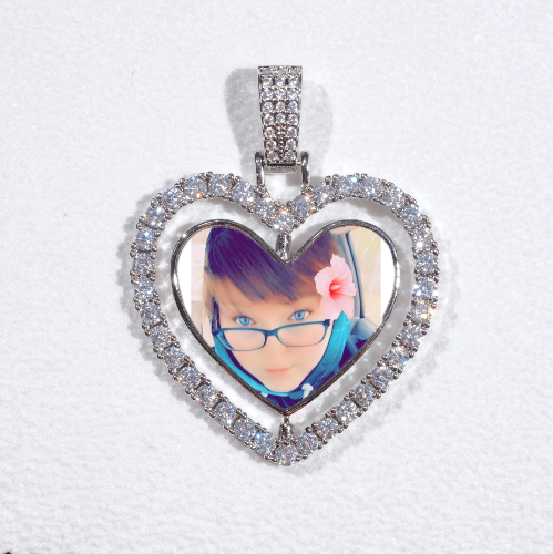 3D Spinning 2-Faced Heart Custom Picture Pendant