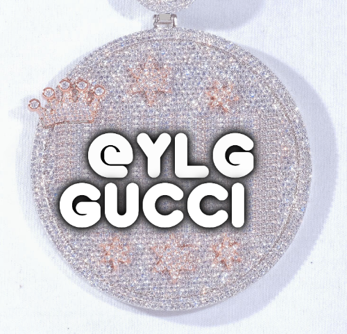 CUSTOM LETTER NECKLACE 3D BIG CROWN DISC