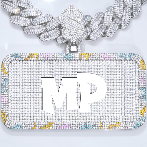CUSTOM LETTER NECKLACE 3D COLORFUL SQUARE