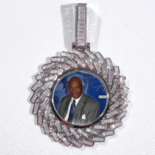 Large 3D Baguette Custom Picture Pendant