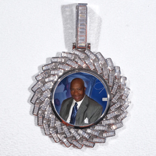 Large 3D Baguette Custom Picture Pendant