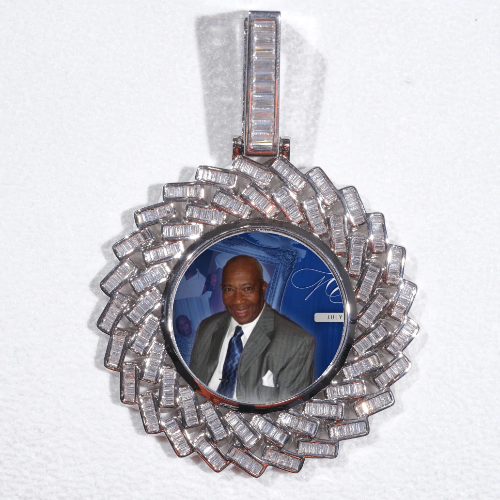 Large 3D Baguette Custom Picture Pendant