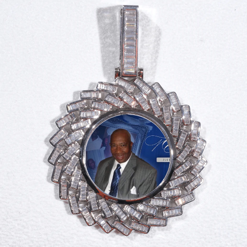 Large 3D Baguette Custom Picture Pendant