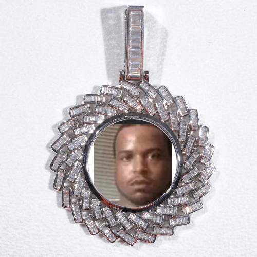 Large 3D Baguette Custom Picture Pendant