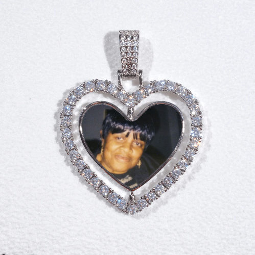3D Spinning 2-Faced Heart Custom Picture Pendant