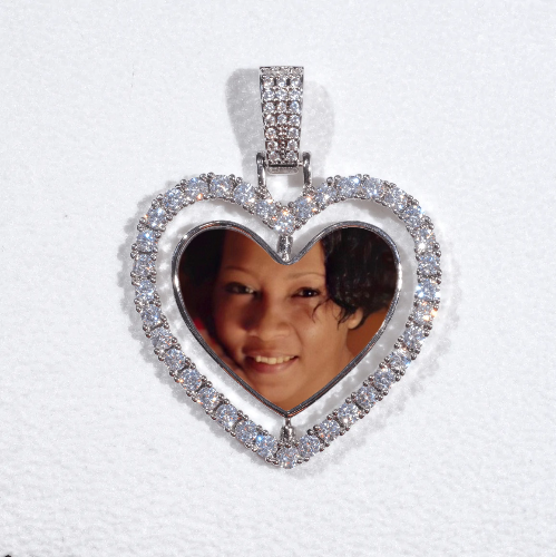 3D Spinning 2-Faced Heart Custom Picture Pendant