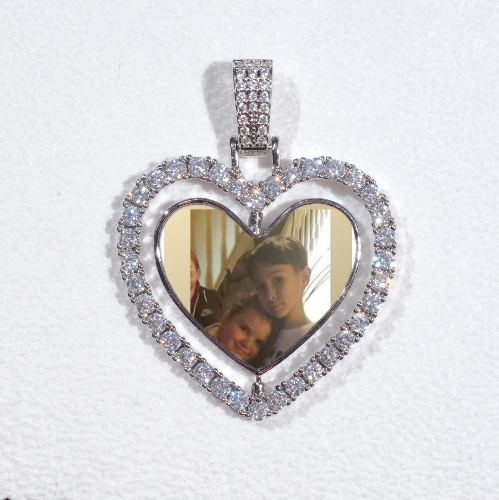 3D Spinning 2-Faced Heart Custom Picture Pendant