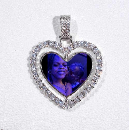 3D Spinning 2-Faced Heart Custom Picture Pendant