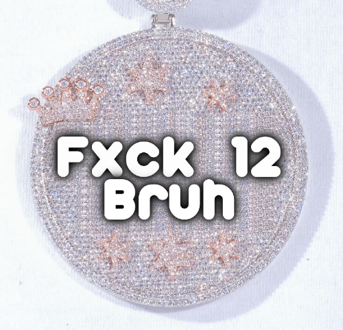 CUSTOM LETTER NECKLACE 3D BIG CROWN DISC