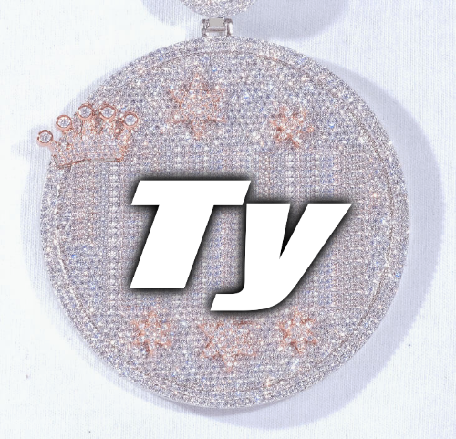 CUSTOM LETTER NECKLACE 3D BIG CROWN DISC
