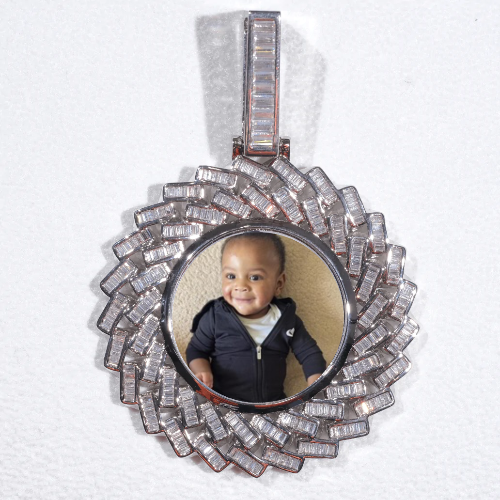 Large 3D Baguette Custom Picture Pendant