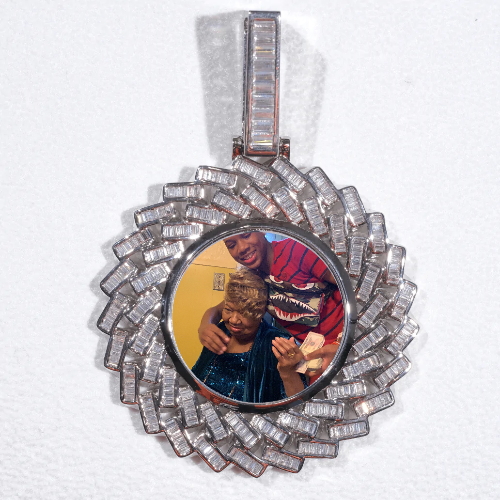 Large 3D Baguette Custom Picture Pendant